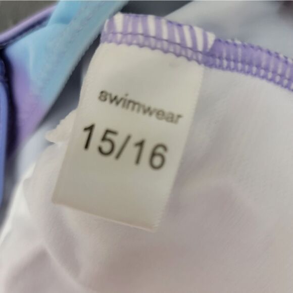 Girl's Watercolor One Piece Swimsuit Summer Swimwear Colorfull Size 15/16 - Picture 9 of 10